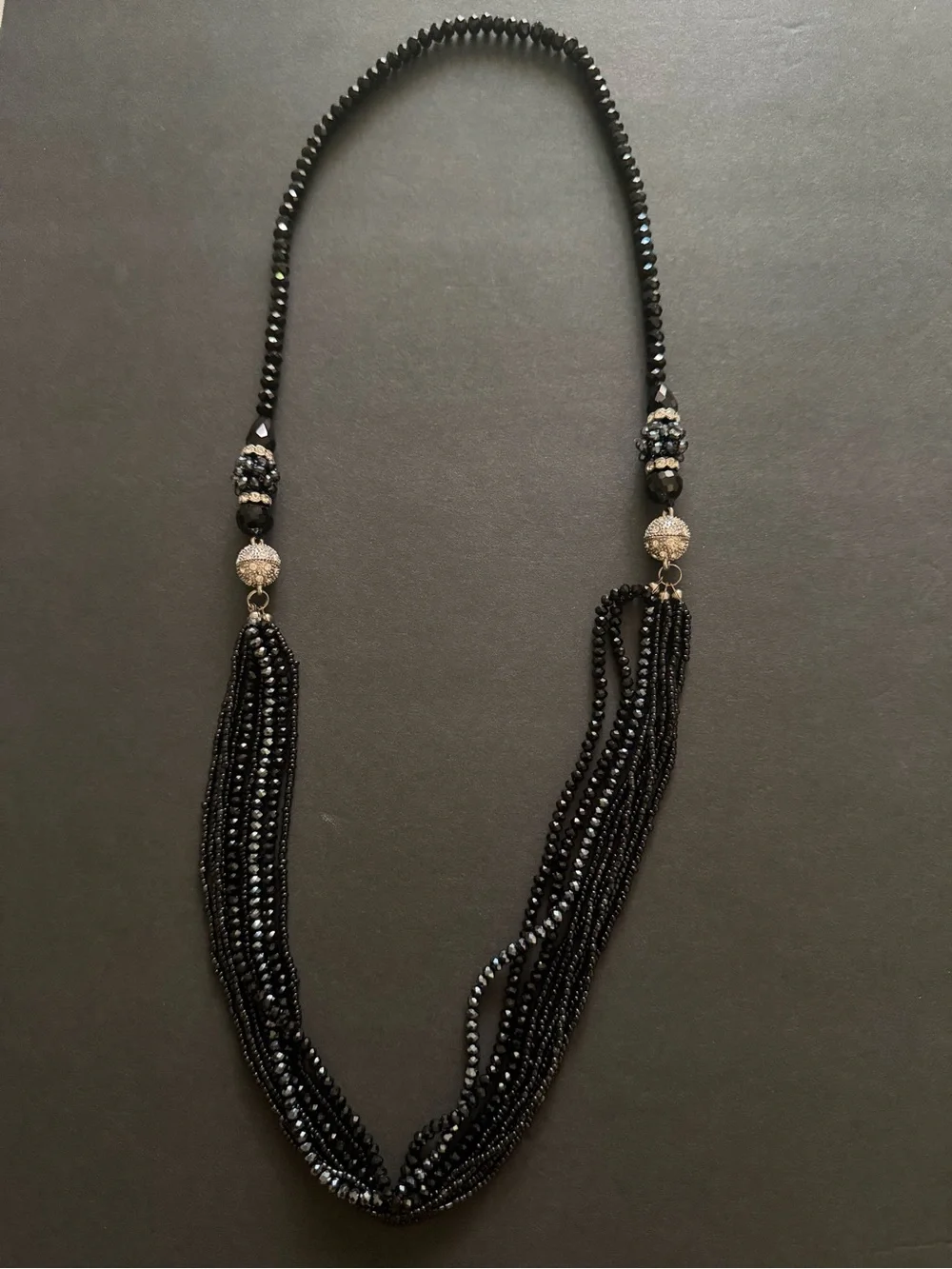 Park Lane Black Multi-Strand Beaded Necklace with Gold Accent Beads